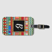 coole stijlvolle strepen met monogram bagagelabel (Voorkant (horizontaal))