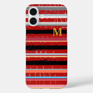 coole strepen met aangepast initiaal iPhone 16 plus hoesje