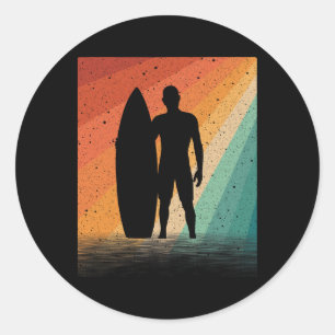 Coole Surfer Kunst Voor Mannen Jongens Surfen Hawa Ronde Sticker