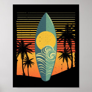 Coole surfplank voor mannen vrouwen surfer retro s poster