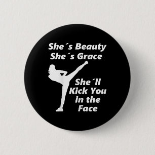 Coole Taekwondo Kickboksen Martial Arts Spreuk voo Ronde Button 5,7 Cm