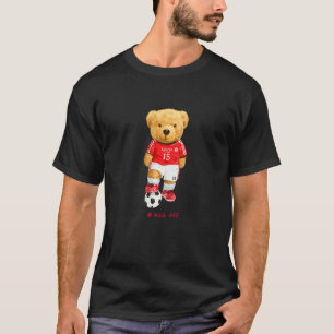 Coole teddybeer voetbal aftrap stijl illustratie t-shirt
