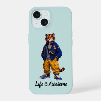 Coole Tijger in Streetwear Kunst - Stedelijke Stij iPhone 15 Hoesje