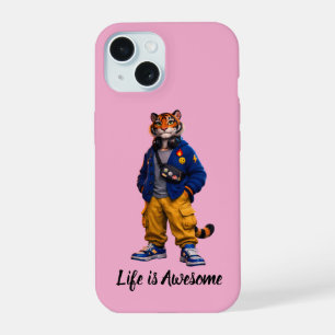 Coole Tijger in Streetwear Kunst - Stedelijke Stij iPhone 15 Hoesje