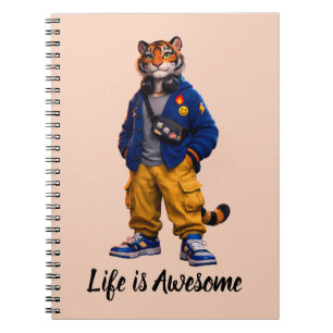 Coole Tijger in Streetwear Kunst - Stedelijke Stij Notitieboek