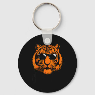 Coole Tijger Zonnebril Grafisch Ontwerp Wilde Dier Sleutelhanger