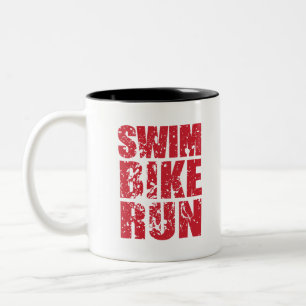 Coole triathlon-design tweekleurige koffiemok