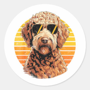 Coole trotse Doodle mannen vrouwen vintage hondenl Ronde Sticker