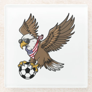 Coole USA-voetbaladelaar-zonnebril vintage patriot Glazen Onderzetter