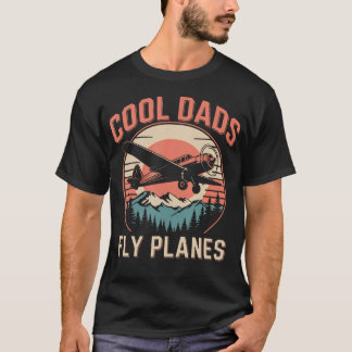 Coole vaders vliegen met vliegtuigen Funny Pilot V T-shirt