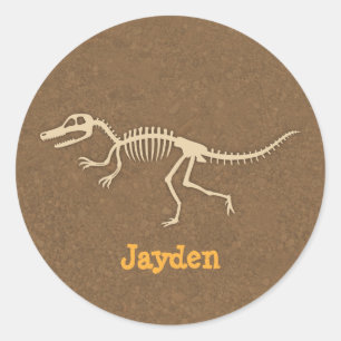 Coole Velociraptor Dinosaurusbotten Voor Jongens Ronde Sticker