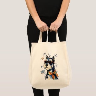 Coole vent Schnauzer hond met zonnebril Tote Bag