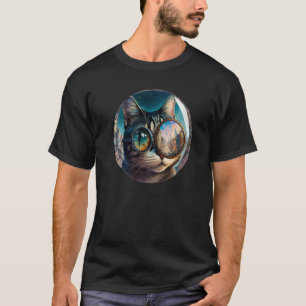 Coole Vergrootglas Kat Retro Elektro Grappige Cute T-shirt