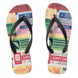 Coole vintage bioscoopkaartjes teenslippers