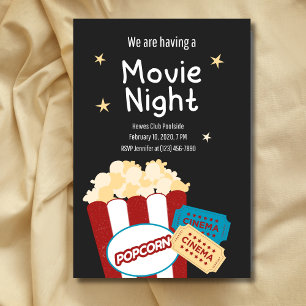 Coole vintage filmnacht Popcorn uitnodiging