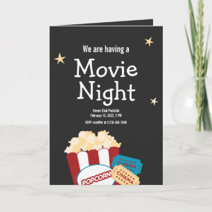 Coole vintage filmnacht Popcorn uitnodiging