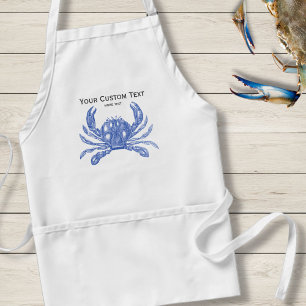 Coole Vintage Nautical Blauwe Krab Aangepaste Stra Standaard Schort