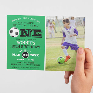 Coole Voetbal Kids Foto Verjaardag Kaart