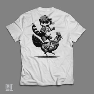 Coole Wasbeer Die Op Een Kip Rijdt Grappige Urban T-shirt