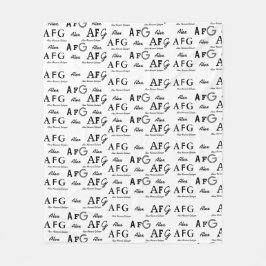 coole whiteblanket met patroon van zwarte namen fleece deken