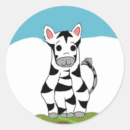 Coole Zebra Ronde Sticker (Voorkant)