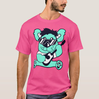 Coole zittende teddybeer die gitaar speelt muziek  t-shirt