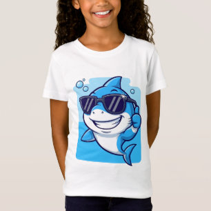 Coole zonnebril haai duim omhoog kunst t-shirt