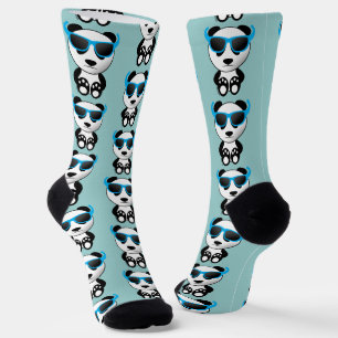 Coole zonnebril met blauwe patroon voor panda beer sokken