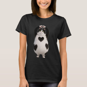 Coole Zwarte Kat Kleintje Hartjes Gelukkige Valent T-shirt