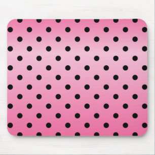 coole zwarte polka stippen op een schitterende roz muismat