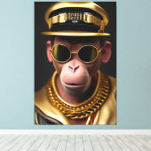 Cooler Affe mit Goldkette und Sonnenbrille Canvas Afdruk (Insitu (Houten vloer))