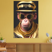 Cooler Affe mit Goldkette und Sonnenbrille Canvas Afdruk (Insitu (Woonkamer))