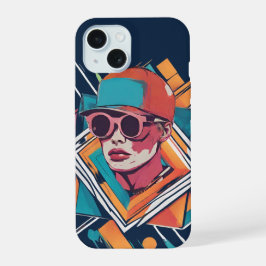 Cooler Junge, abstrakte dynamische Pop Kunst iPhone 15 Hoesje