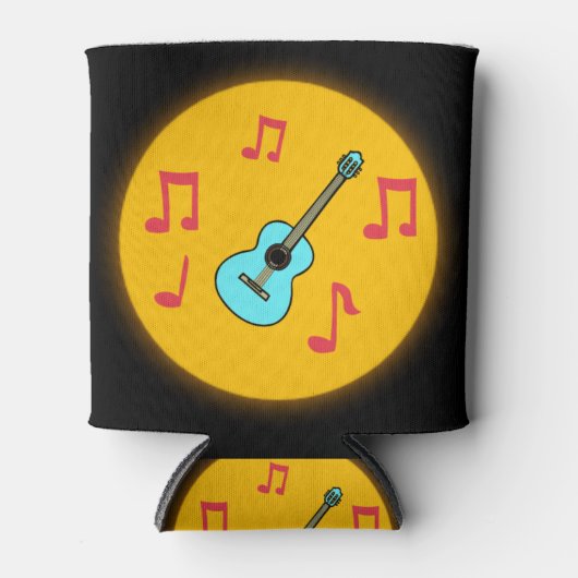 Cooler, koelbox, met gitaar en muzieknoten blikjeskoeler (Voorkant)