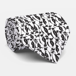 COOLEST Black en White Penguin Pattern Stropdas