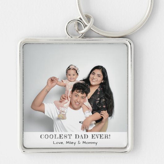 Coolest Dad Ooit Foto Vaderdag Herinneringen Gift Sleutelhanger (Voorkant)