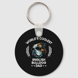 Coolest Dog Dad Papa - Mannen Engels Bulldog Sleutelhanger