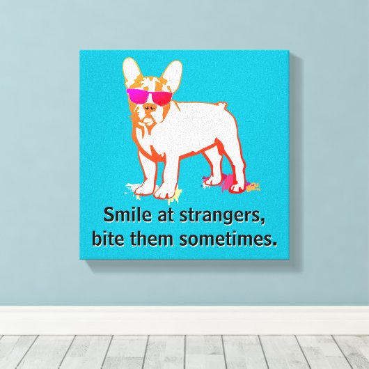 Coolest French Bulldog Boy Canvas Afdruk (Insitu (Houten vloer))
