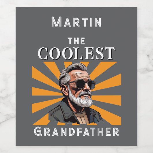 Coolest Grandfather Funny Retro Cool Zonnebril Wijn Etiket (Enkel label)