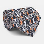 COOLEST Grey Allover Penguin Patroon Stropdas (Opgerold)
