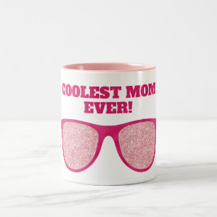 Coolest Mom Ever Pink Glitter Zonnebril Tweekleurige Koffiemok
