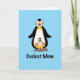 Coolest Mom Penguin Family Art Feestdagen Kaart