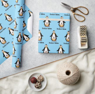 Coolest Mom Penguin Family Design Cadeaupapier