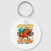 Coolest Turkey At Table Funny Bird Toddler Boys Th Sleutelhanger (Voorkant)