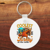 Coolest Turkey At Table Funny Bird Toddler Boys Th Sleutelhanger (Voorkant)