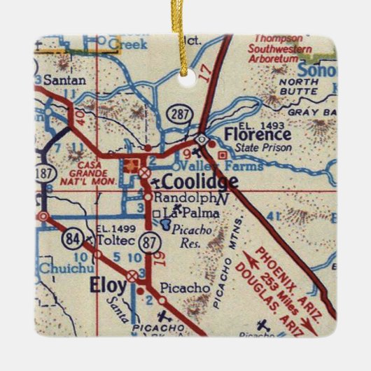 Coolidge Arizona  Map Keramisch Ornament (Voorkant)