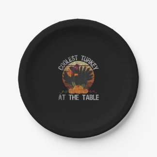 Coolste kalkoen aan tafel Retro Thanksgiving Fall Papieren Bordje