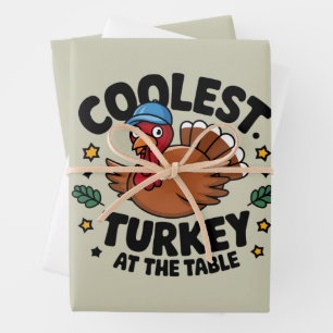 Coolste kalkoen aan tafel Thanksgiving-diner Inpakpapier Vel