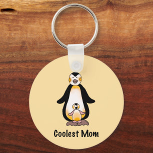 Coolste Moeder Pinguïn Familie Design Sleutelhanger