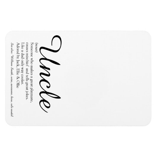 Coolste ooit oom, Functie Definitie Script Magneet (Horizontaal)